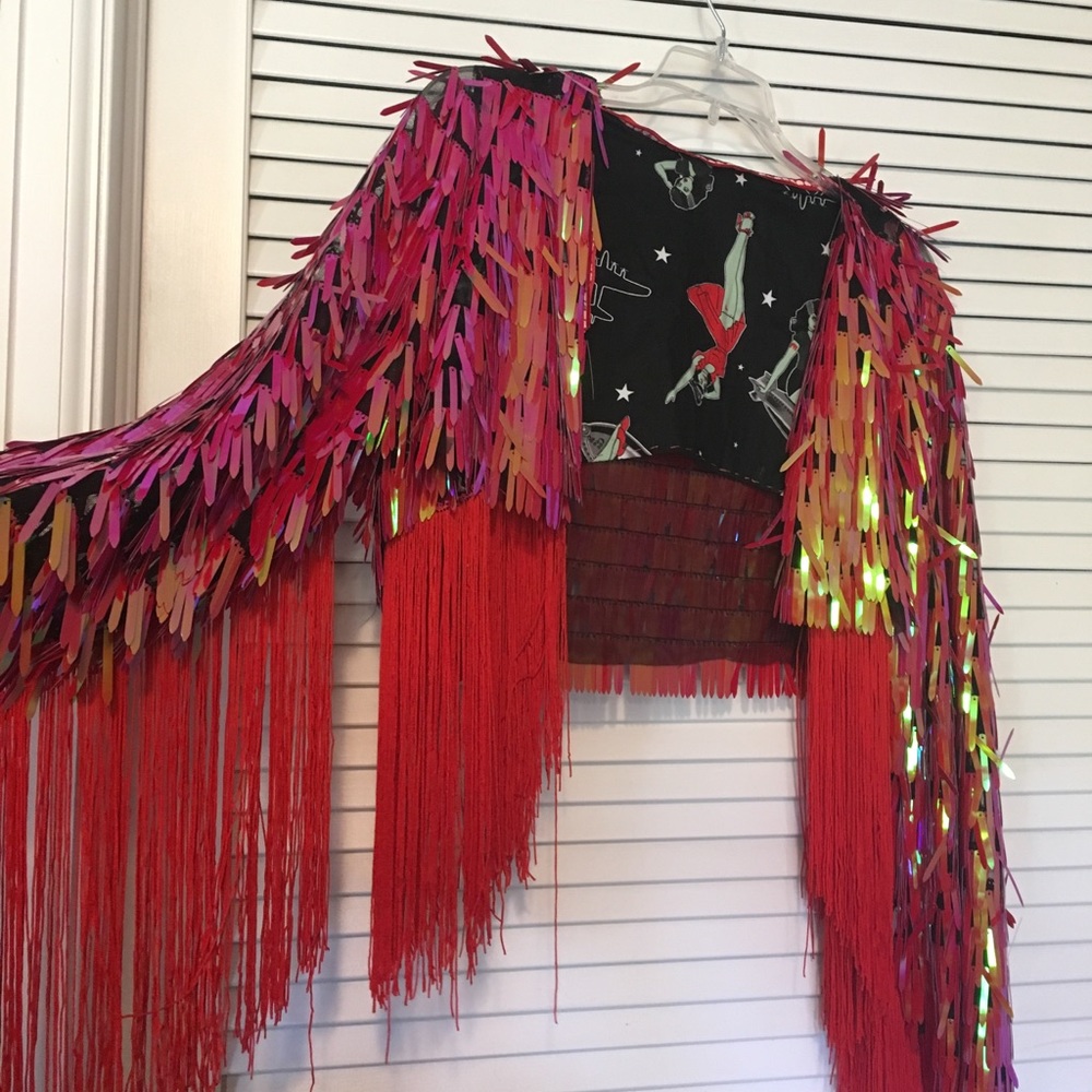 Rave Costume SET 3 Piece Fringe Jacket bodysuit